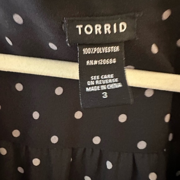 Torrid Chiffon Polka Dotted Button Up Blouse - Picture 3 of 6